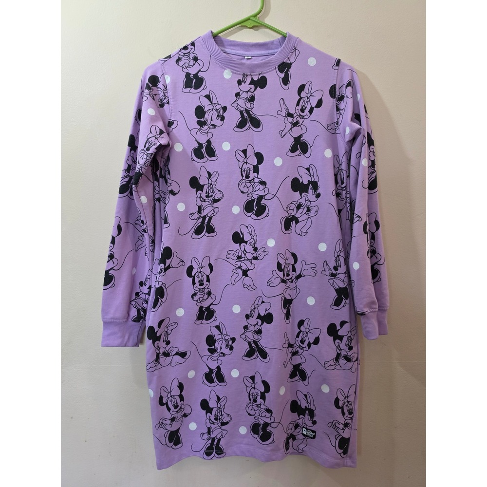 The Souled Store Disney Minnie Mouse Sweatshirt Dress Purple Polka Dot Small‎